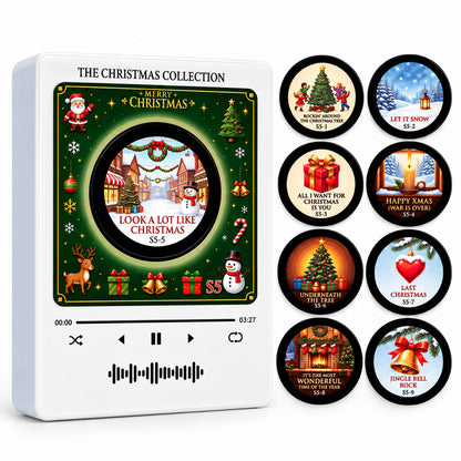 Christmas Vinyl Music Box – Magnetic Fridge Record Player with 9 Festive Records