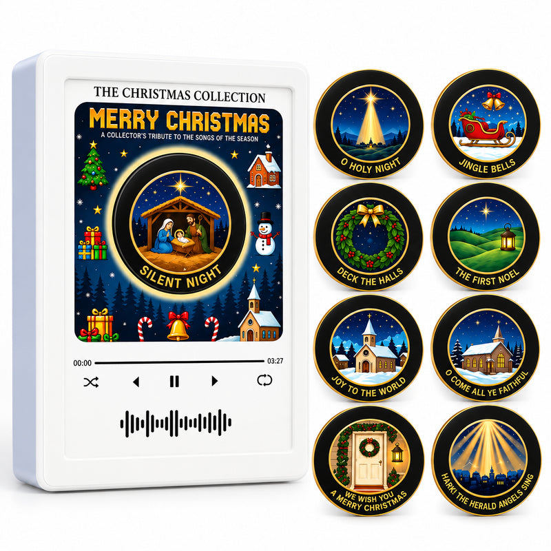 Christmas Vinyl Music Box – Magnetic Fridge Record Player with 9 Festive Records